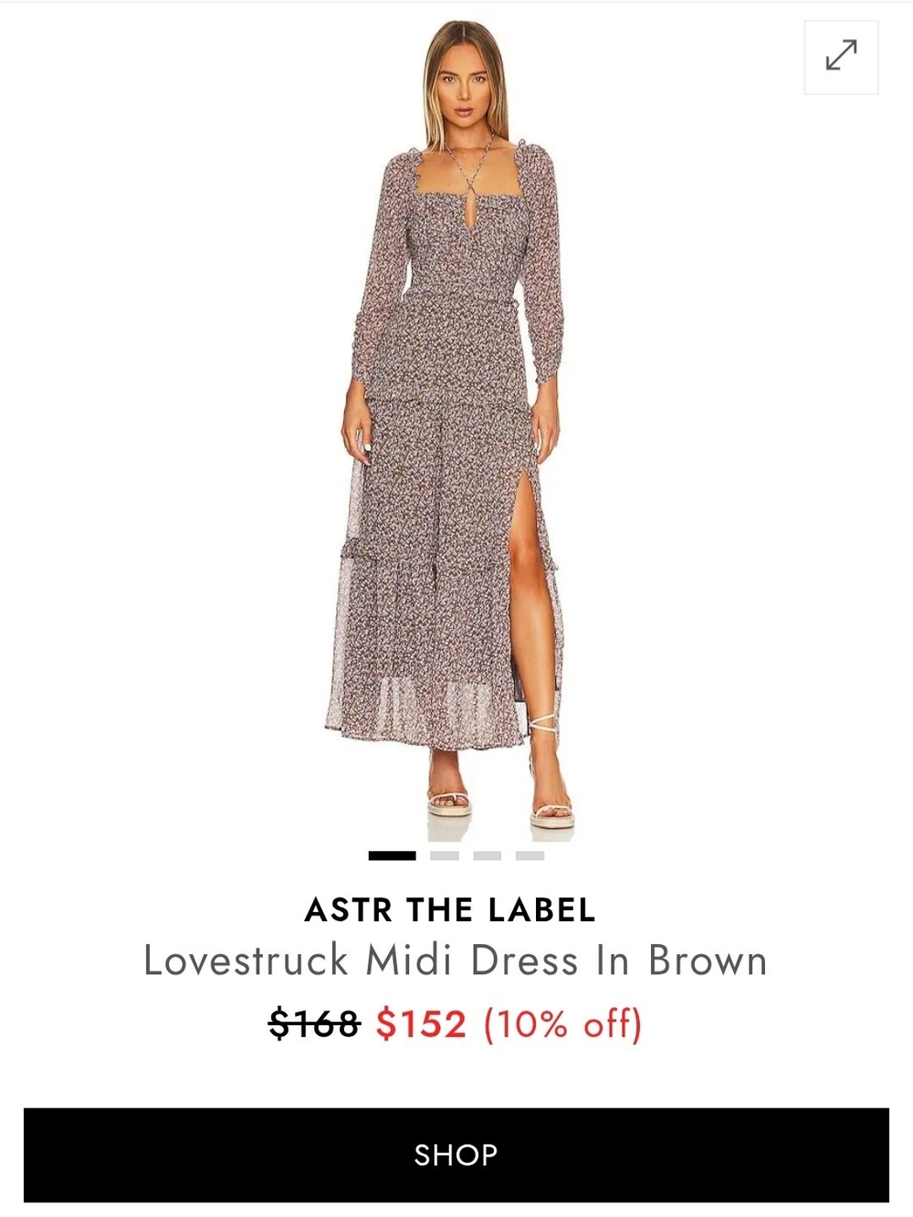 Astr Lovestruck Brown Midi Dress